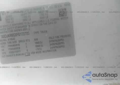 2015 Chevrolet Silverado 1500 Lt from USA, damaged, VIN 3GCUKREC8FG173725